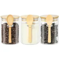 Markenlos Vorratsgläser mit Deckeln und Löffeln - Set von 3 Stück, 600 ml