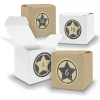 Itenga Adventskalender zum Füllen 24x Würfel 6,5cm gemischt WEISS BRAUN + Sticker V06 Z21