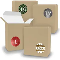 Itenga Adventskalender zum Füllen 24x Quader BRAUN + Sticker V08 Z06