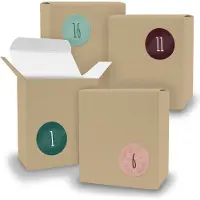 Itenga Adventskalender zum Füllen 24x Quader BRAUN + Sticker V08 Z14