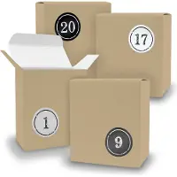 Itenga Adventskalender zum Füllen 24x Quader BRAUN + Sticker V08 Z04