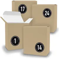 Itenga Adventskalender zum Füllen 24x Quader BRAUN + Sticker V08 Z08