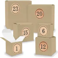 Itenga Adventskalender zum Füllen 24x Quader Würfel gemischt BRAUN + Sticker (V02 Z11)