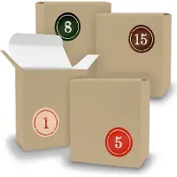 Itenga Adventskalender zum Füllen 24x Quader BRAUN + Sticker V08 Z02