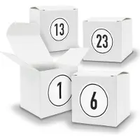 Itenga Adventskalender zum Füllen 24x Würfel 6,5cm WEISS + Sticker V04 Z09