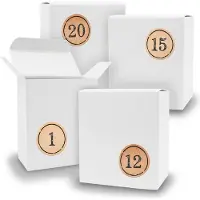 Itenga Adventskalender zum Füllen 24x Quader WEISS + Sticker V07 Z11