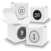 Itenga Adventskalender zum Füllen 24x Würfel 6,5cm WEISS + Sticker V04 Z04