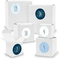 Itenga Adventskalender zum Füllen 24x Quader Würfel gemischt WEISS + Sticker (V01 Z12)