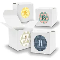 Itenga Adventskalender zum Füllen 24x Würfel 6,5cm WEISS + Sticker V04 Z24