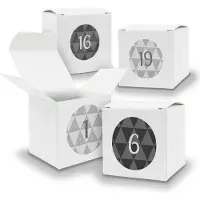 Itenga Adventskalender zum Füllen 24x Würfel 6,5cm WEISS + Sticker V04 Z25