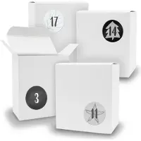 Itenga Adventskalender zum Füllen 24x Quader WEISS + Sticker V07 Z18
