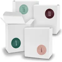 Itenga Adventskalender zum Füllen 24x Quader WEISS + Sticker V07 Z14