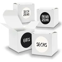 Itenga Adventskalender zum Füllen 24x Würfel 6,5cm WEISS + Sticker V04 Z23