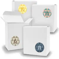 Itenga Adventskalender zum Füllen 24x Quader WEISS + Sticker V07 Z24