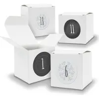 Itenga Adventskalender zum Füllen 24x Würfel 6,5cm WEISS + Sticker V04 Z13