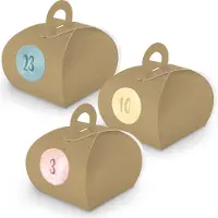 Itenga Adventskalender zum Füllen 24x Box mit Griff BRAUN + Sticker V11 Z17
