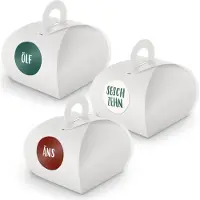 Itenga Adventskalender zum Füllen 24x Box mit Griff WEISS + Sticker V10 Z27