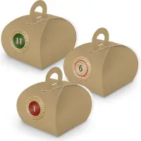 Itenga Adventskalender zum Füllen 24x Box mit Griff BRAUN + Sticker V11 Z10