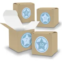 Itenga Adventskalender zum Füllen 24x Würfel 6,5cm BRAUN + Sticker V05 Z22