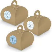 Itenga Adventskalender zum Füllen 24x Box mit Griff BRAUN + Sticker V11 Z26