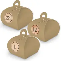 Itenga Adventskalender zum Füllen 24x Box mit Griff BRAUN + Sticker V11 Z11