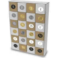 Itenga SET Adventskalender zum Füllen Würfel 6,5cm + Sticker Z52 + Würfel (weiß, braun)