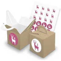 Itenga SET V43 Adventskalender Würfelbox mit Griff Braun + Zahlensticker Z47
