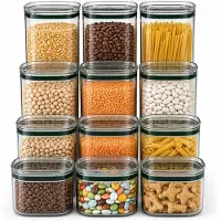 Markenlos Vorratsdosen Set 12-teilig, luftdicht und stapelbar, 700/1000/1400/2100 ml, BPA-frei, inklusive Etiketten und Marker