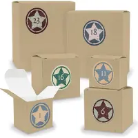 Itenga Adventskalender zum Füllen 24x Quader Würfel gemischt BRAUN + Sticker (V02 Z20)