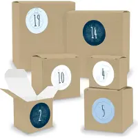 Itenga Adventskalender zum Füllen 24x Quader Würfel gemischt BRAUN + Sticker (V02 Z12)