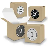 Itenga Adventskalender zum Füllen 24x Würfel 6,5cm BRAUN + Sticker V05 Z04