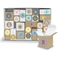 Itenga Adventskalender Komplettset zum Füllen und Aufstellen + Sticker V12 Z17