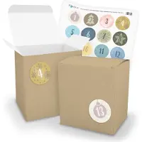 Itenga Adventskalender zum Füllen 24x XL Würfel 11x9x12cm BRAUN + Sticker V19 Z17