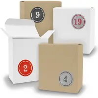 Itenga Adventskalender zum Füllen 24x Quader gemischt WEISS BRAUN + Sticker V09 Z03
