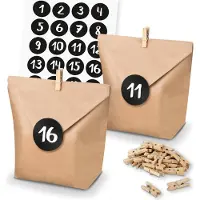 Itenga SET Adventskalender 24x Tüten + Klammern + Zahlensticker (Z30)
