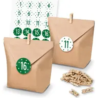 Itenga SET Adventskalender 24x Tüten + Klammern + Zahlensticker (Z38)