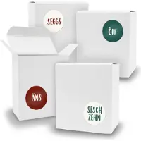 Itenga Adventskalender zum Füllen 24x Quader WEISS + Sticker V07 Z27