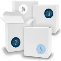 Itenga Adventskalender zum Füllen 24x Quader WEISS + Sticker V07 Z12