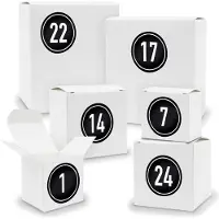 Itenga Adventskalender zum Füllen 24x Quader Würfel gemischt WEISS + Sticker (V01 Z08)