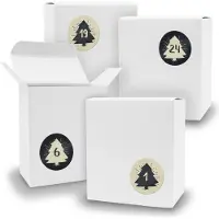 Itenga Adventskalender zum Füllen 24x Quader WEISS + Sticker V07 Z19