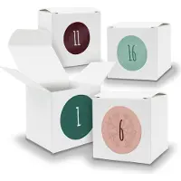 Itenga Adventskalender zum Füllen 24x Würfel 6,5cm WEISS + Sticker V04 Z14