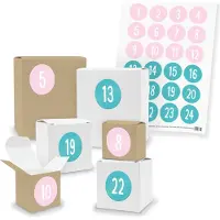 Itenga Adventskalender zum Füllen 24x Quader Würfel gemischt + Sticker (V03 Z42)