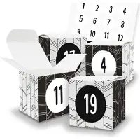 Itenga Adventskalender zum Füllen 24x Würfel mit Muster (V40) + Sticker Zahlen (Z33)