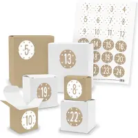 Itenga Adventskalender zum Füllen 24x Quader Würfel gemischt + Sticker (V03 Z37)