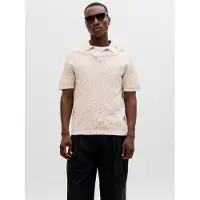 Jack & Jones Polokragenpullover "JJEBRADLEY KNIT SPLIT NECK SS SN" Baumwolle