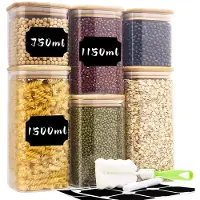 Markenlos Vorratsdosen-Set 6 Stück mit Deckel, 750 ml, 1150 ml und 1500 ml, rechteckige Glasbehälter
