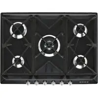 Smeg SR975NGHD, Schwarz, Integriert, Gaskochfeld, Emailliert, 5 Zone(n), 5 Zone(n)