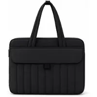 OEM VHV – Laptoptasche für Damen, 15-16 Zoll – Schlanke Umhängetasche mit Schulterriemen, Magnetverschluss und mehreren Fächern – Wasserabweisend, geeignet für Arbeit und Reisen – Schwarz