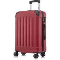 YONSLY Premium Reisekoffer TSA-Schloss,YKK-Reißverschluss Hartschalen-Koffer Trolley Kabinenkoffer Rollkoffer Suitcase Handgepäck (Rot, L)