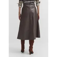 Bugatti Plisseerock "Modern Fit", Damen, Gr. 38, braun (90, braun), 100% Leder, Röcke Plisseerock, Modern Fit A-Linie Echtleder